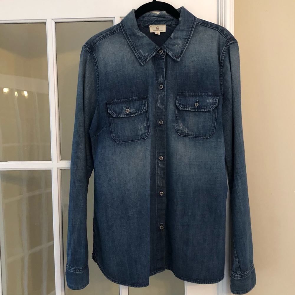 AG Distressed Denim Shirt